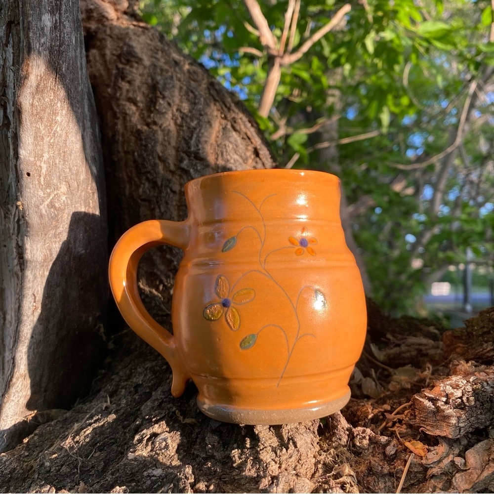 Vintage Pottery mug signed with an owl stamp hand made studio pottery
